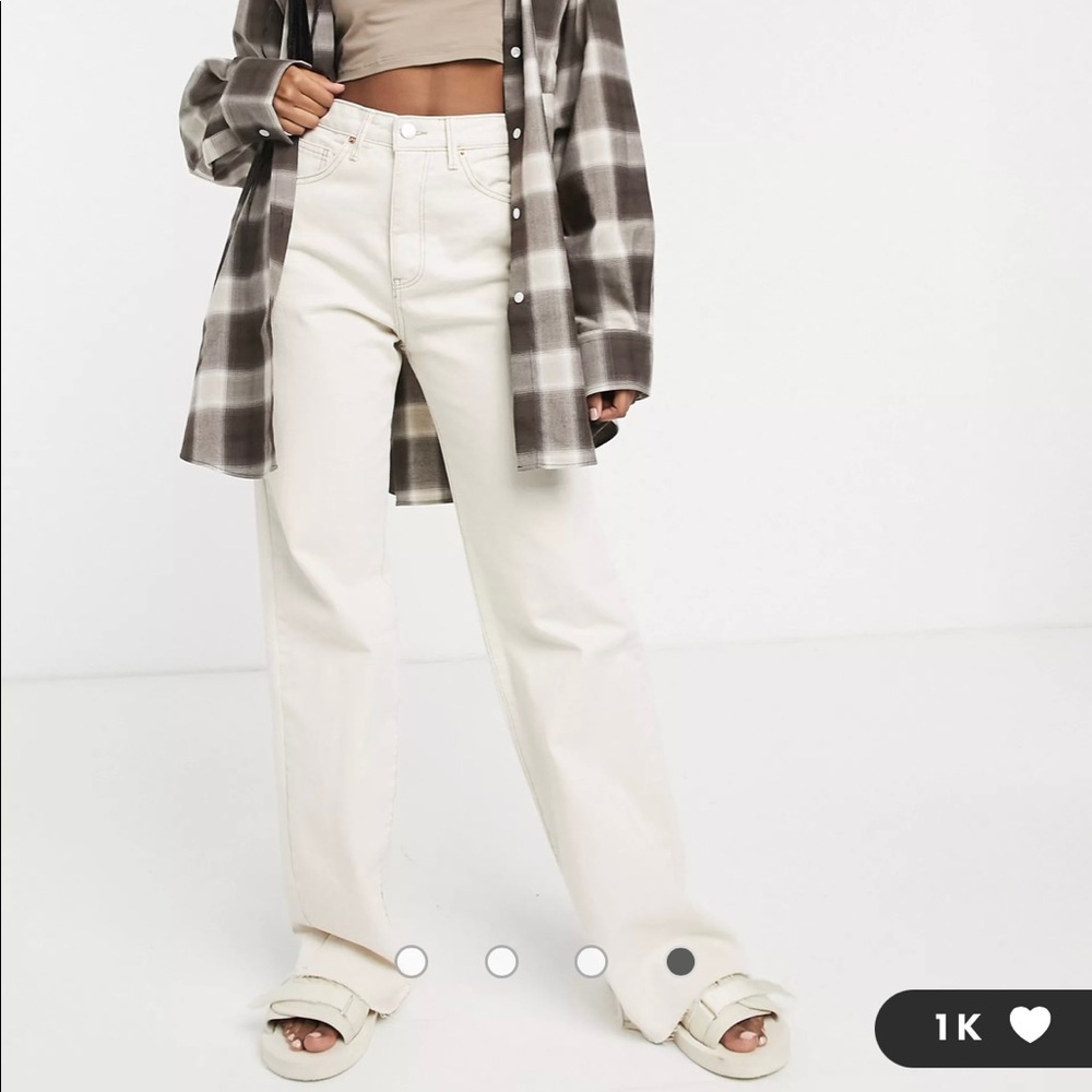 Stradivarius 90s dad jeans / straight leg jeans in ecru